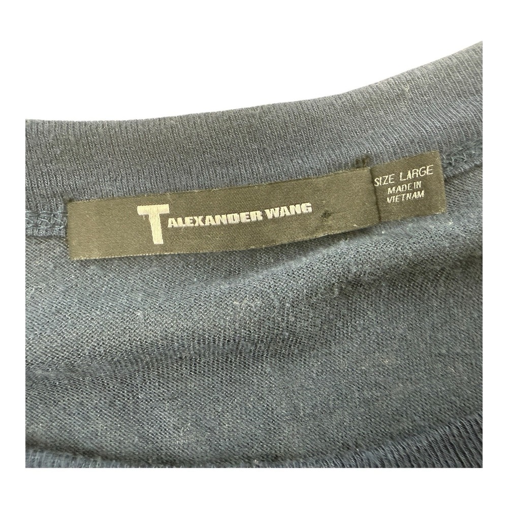 T Alexander Wang Blue Silk Cotton Short Sleeve T-Shirt Men's Size Large - Picture 4 of 6